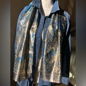 Collectif Blue and Gold Scarf